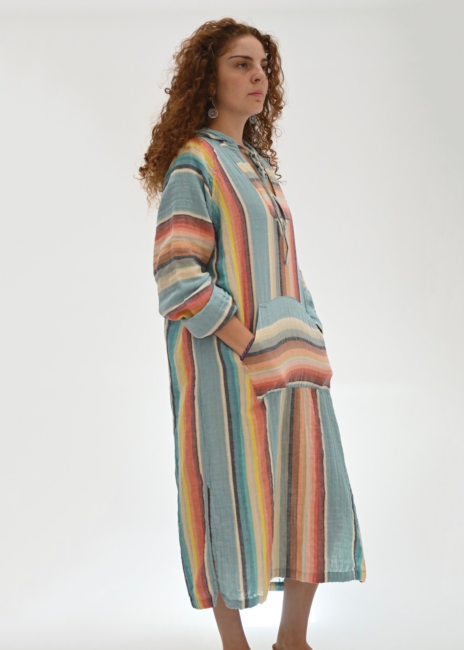 Baja Hoodie Kaftan - Sky Blue