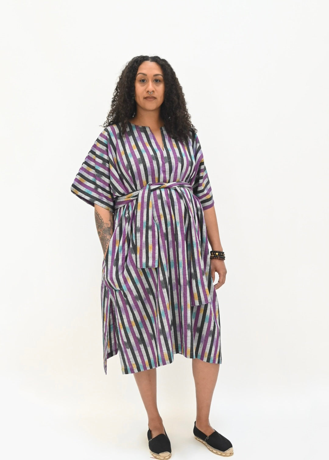 Long Baja Kaftan - Purple Ikat