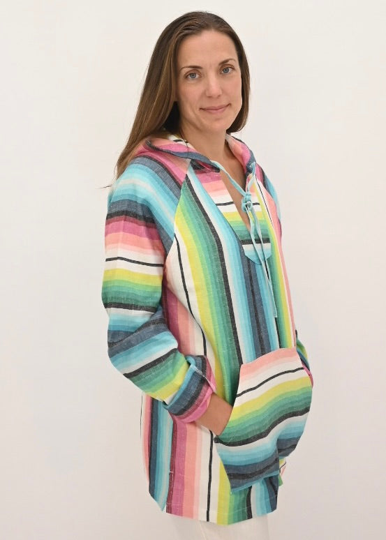 Baja Hoodie - Linen Serape