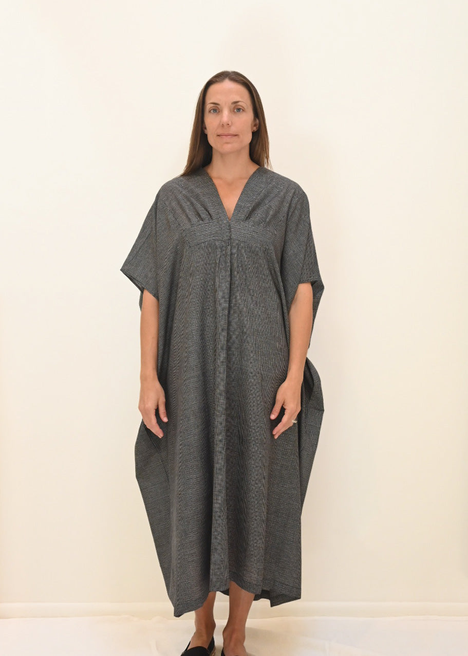 Ruched Kaftan - Black Khadi