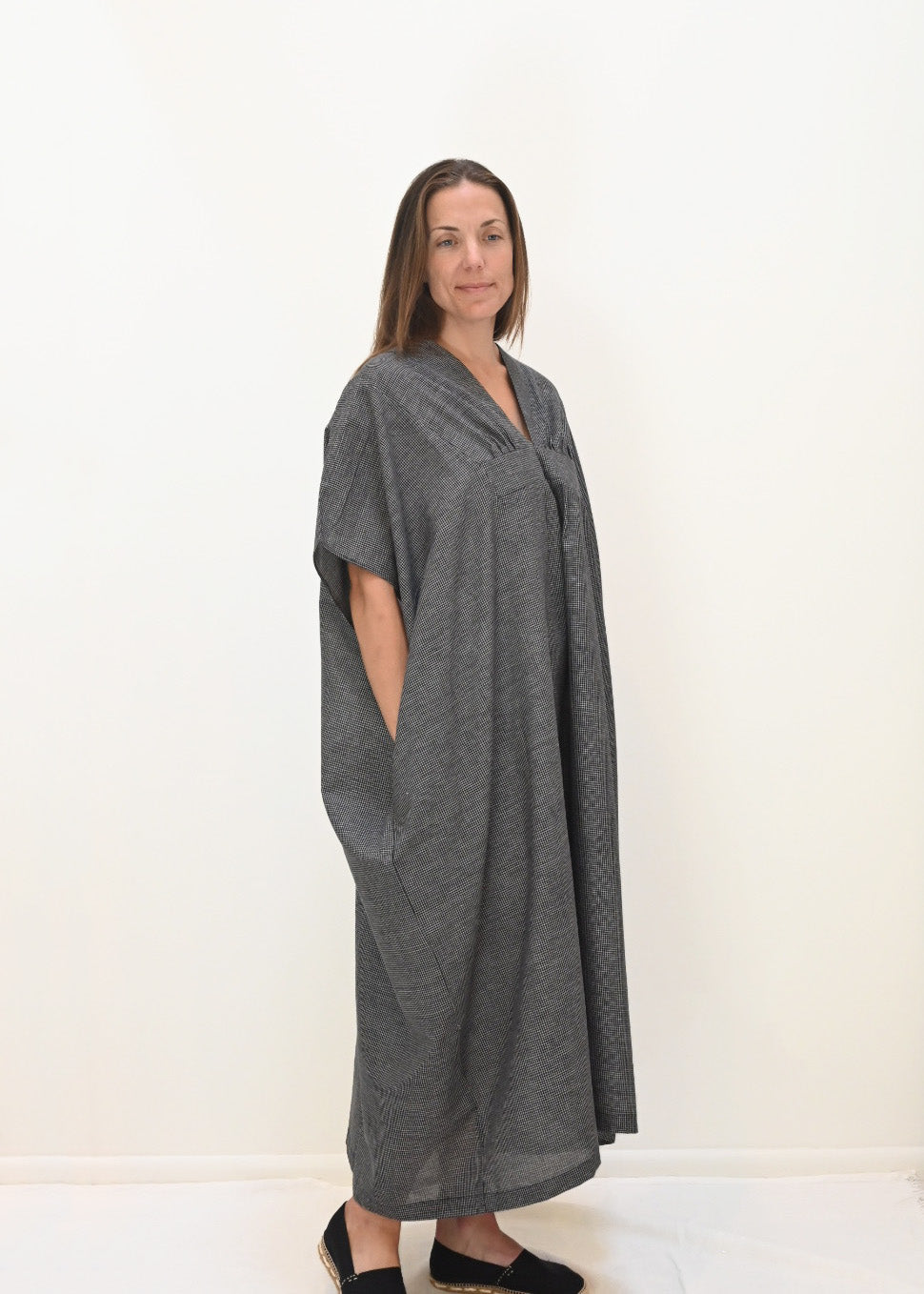 Ruched Kaftan - Black Khadi