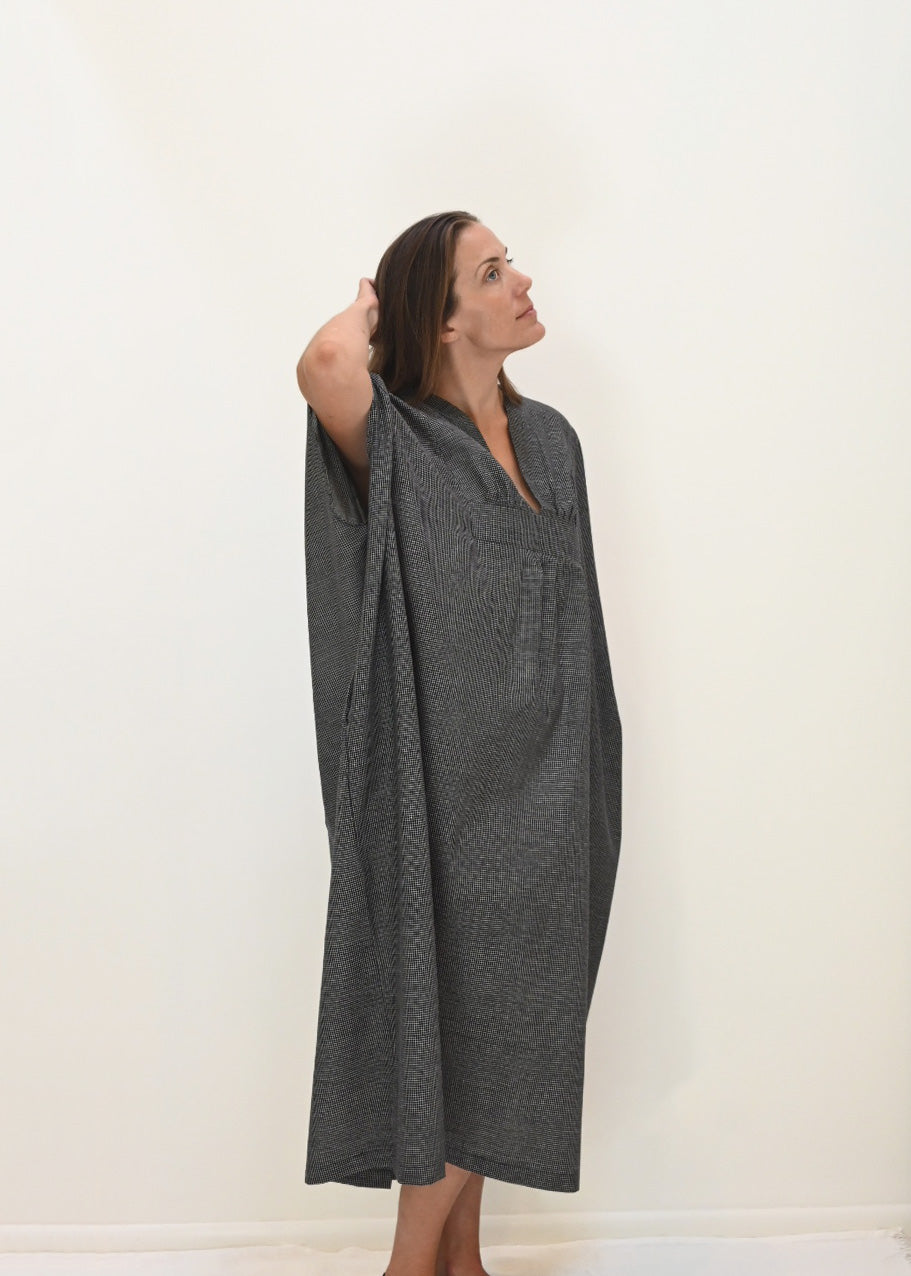 Ruched Kaftan - Black Khadi