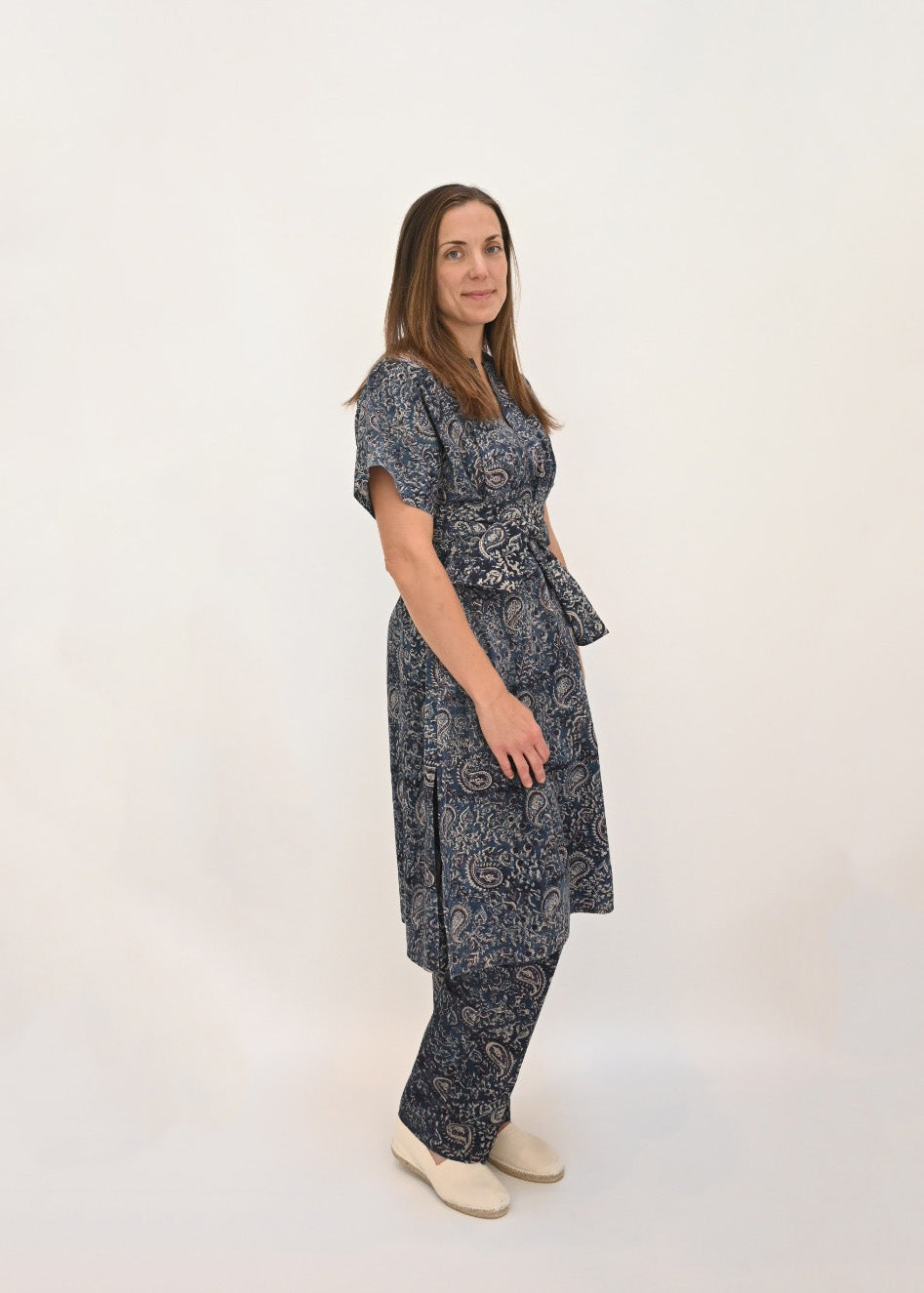 Long Baja Kaftan - Indigo Blockprint