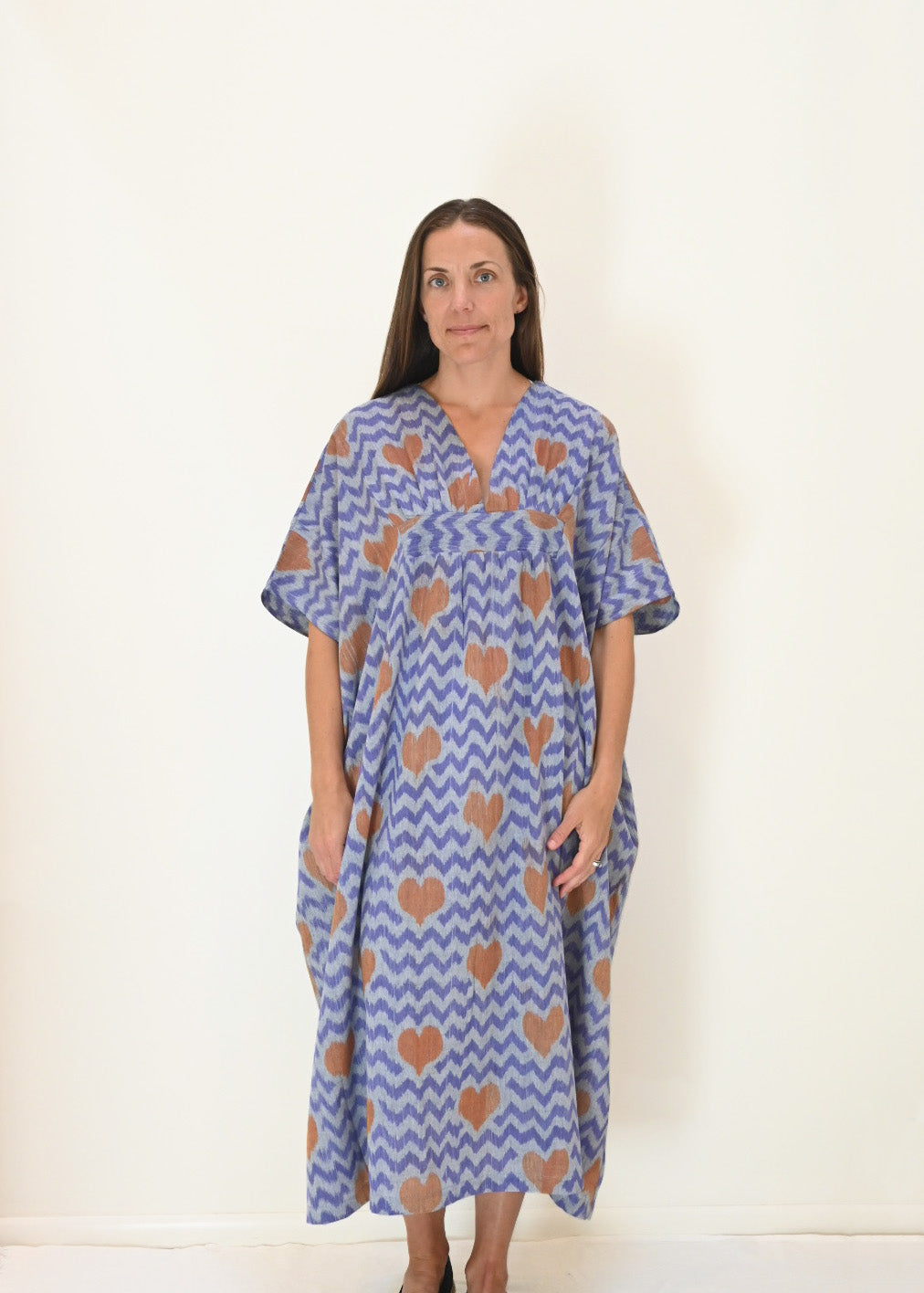 Ruched Kaftan - Ikat Hearts