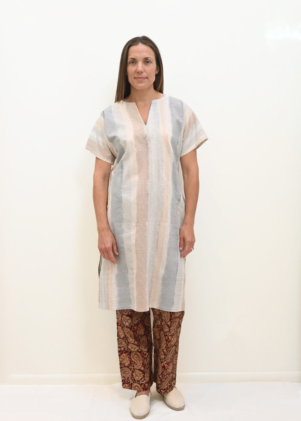 Long Baja Kaftan - Neutral Ikat