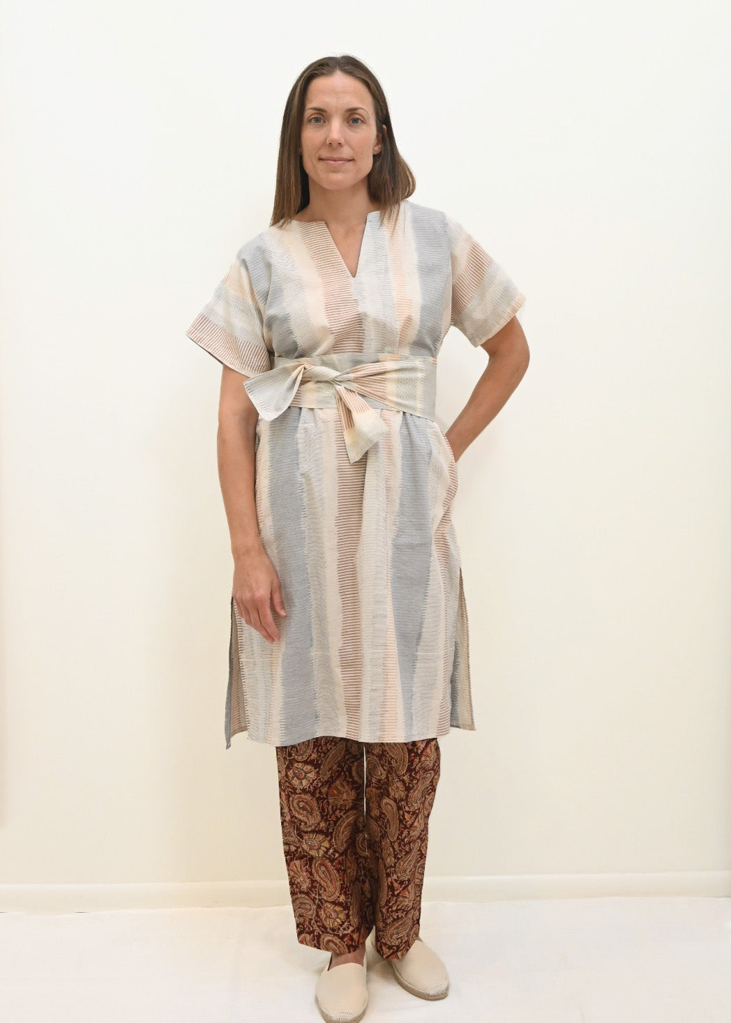 Long Baja Kaftan - Neutral Ikat