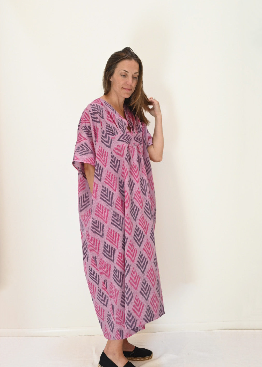 Ruched Kaftan - Ikat Arrows