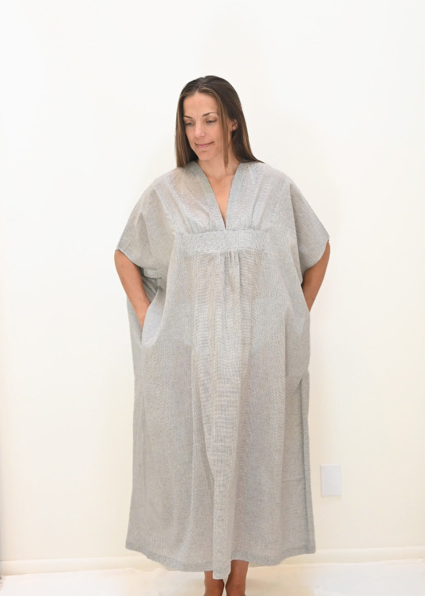 Ruched Kaftan - White Khadi