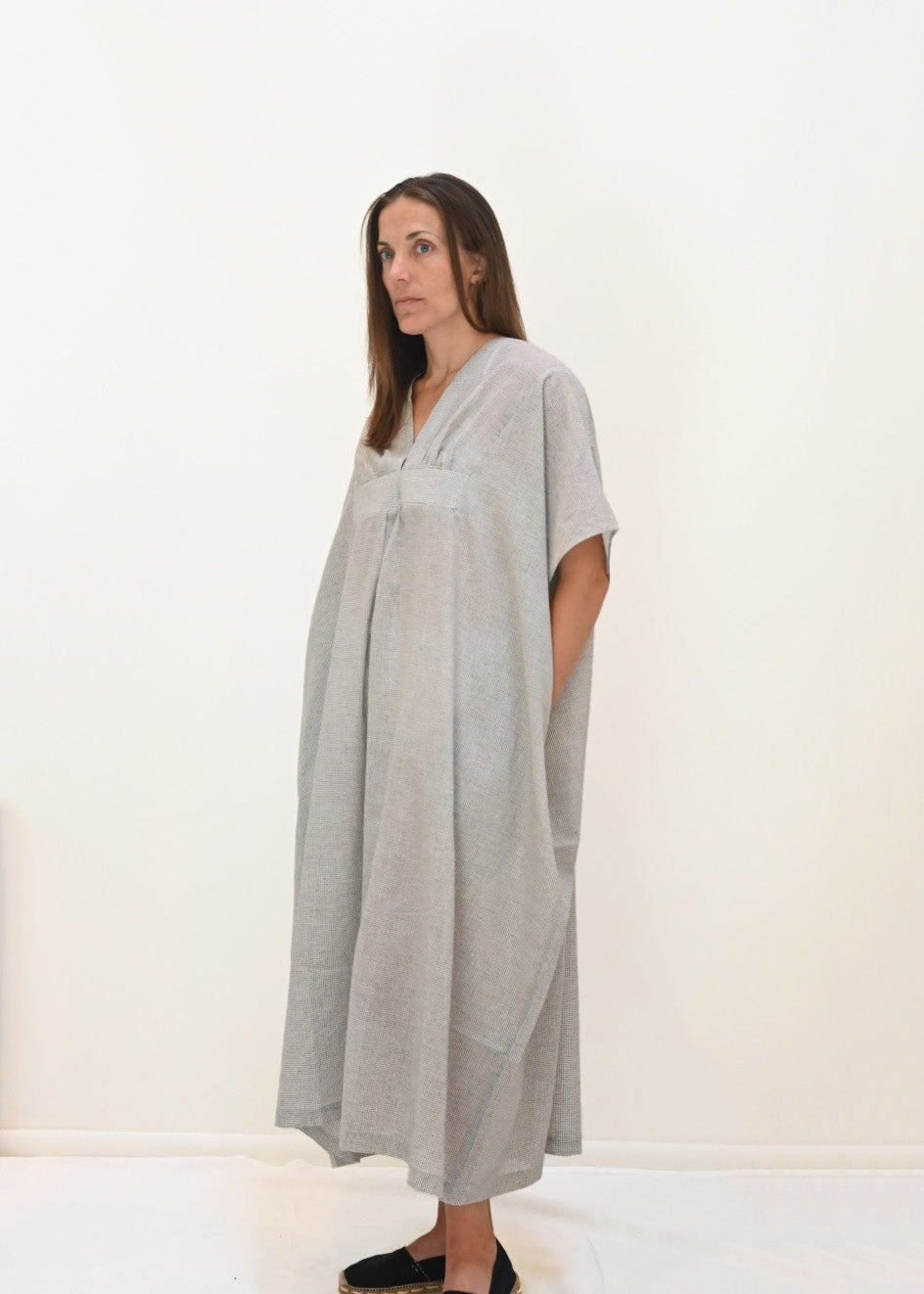 Ruched Kaftan - White Khadi