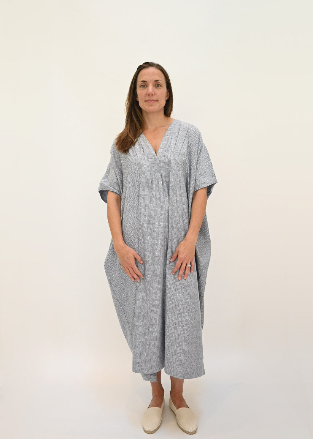 Ruched Kaftan - Diamond Dobby