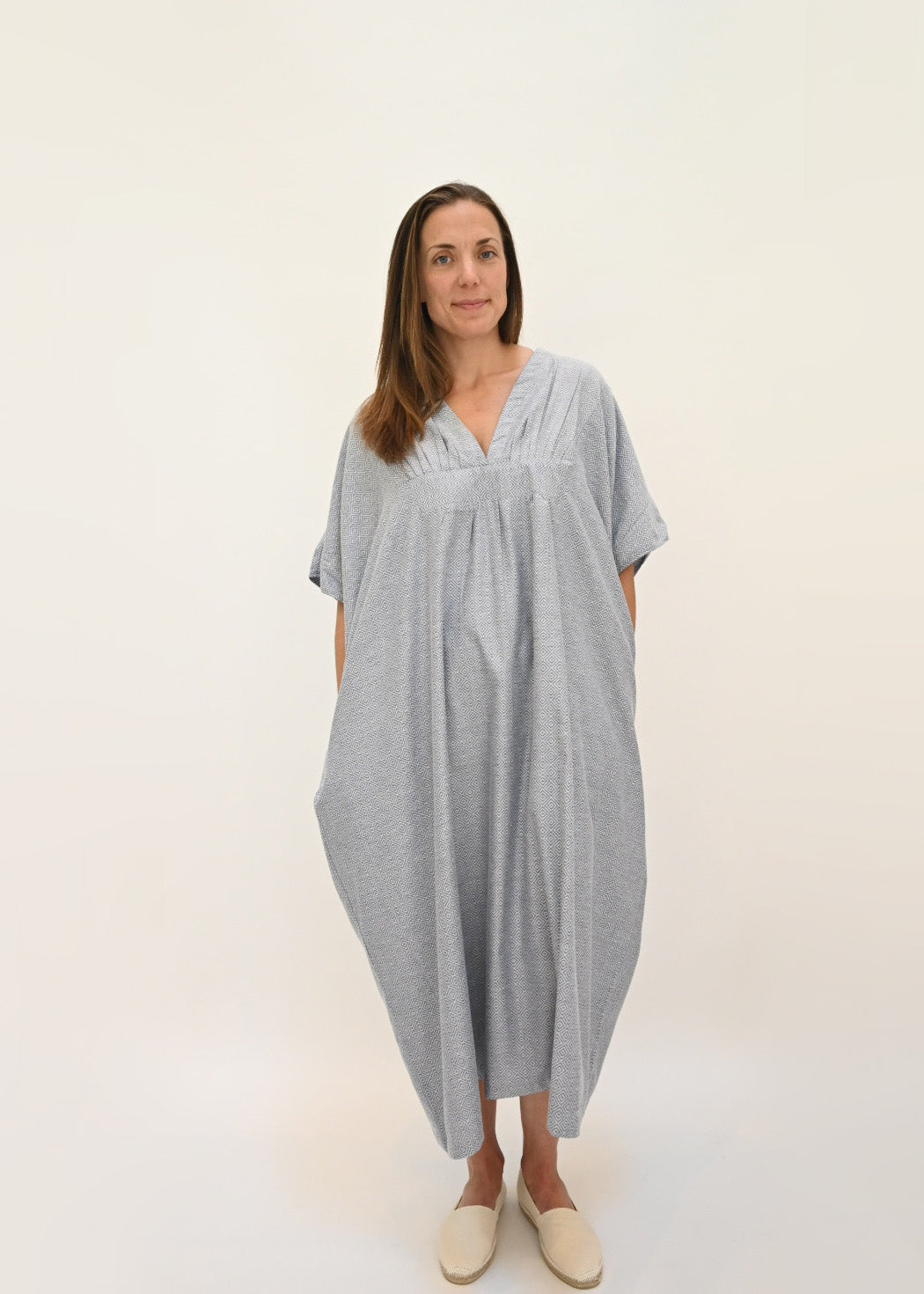 Ruched Kaftan - Diamond Dobby