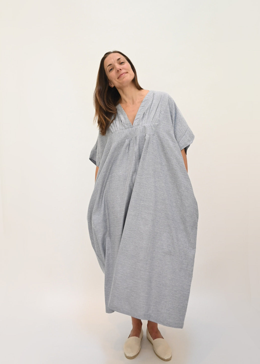 Ruched Kaftan - Diamond Dobby